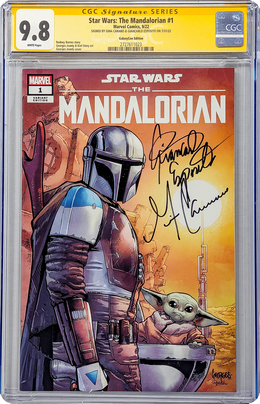 Star Wars: The Mandalorian #1 GalaxyCon Edition Marvel Comics CGC Signature Series 9.8 Signed Carano, Esposito - Image 10