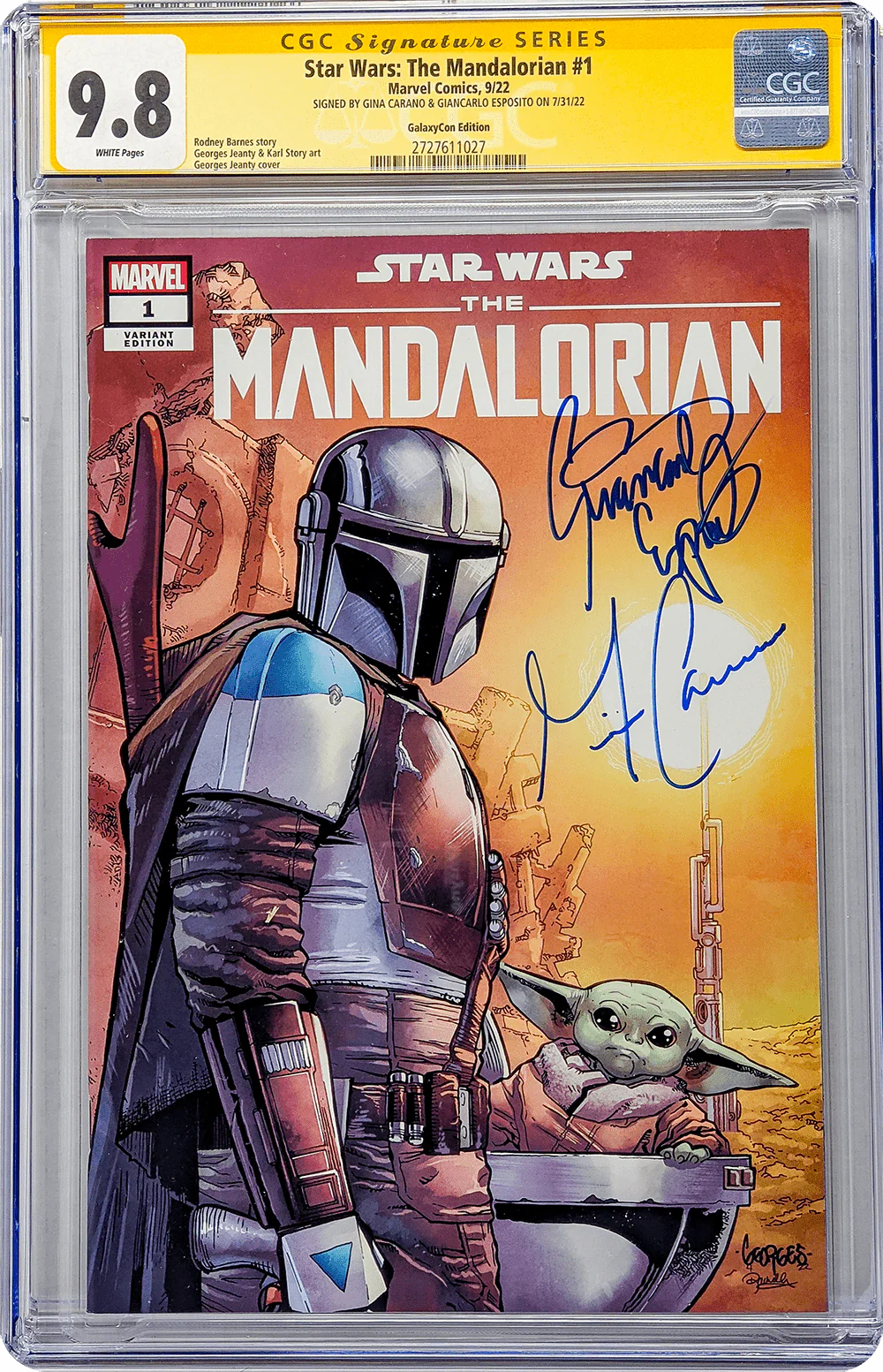 Star Wars: The Mandalorian #1 GalaxyCon Edition Marvel Comics CGC Signature Series 9.8 Signed Carano, Esposito - Image 12