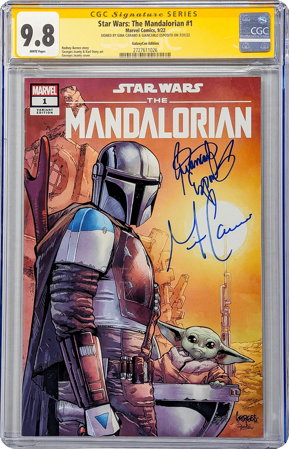 Star Wars: The Mandalorian #1 GalaxyCon Edition Marvel Comics CGC Signature Series 9.8 Signed Carano, Esposito - Image 8