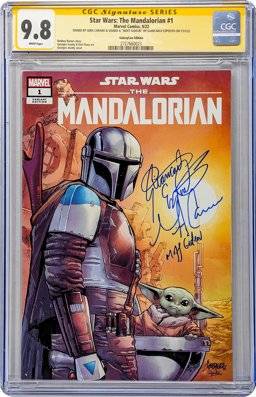 Star Wars: The Mandalorian #1 GalaxyCon Raleigh 2022 Exclusive Variant CGC Signature Series 9.8 Signed Carano, Esposito - Image 4