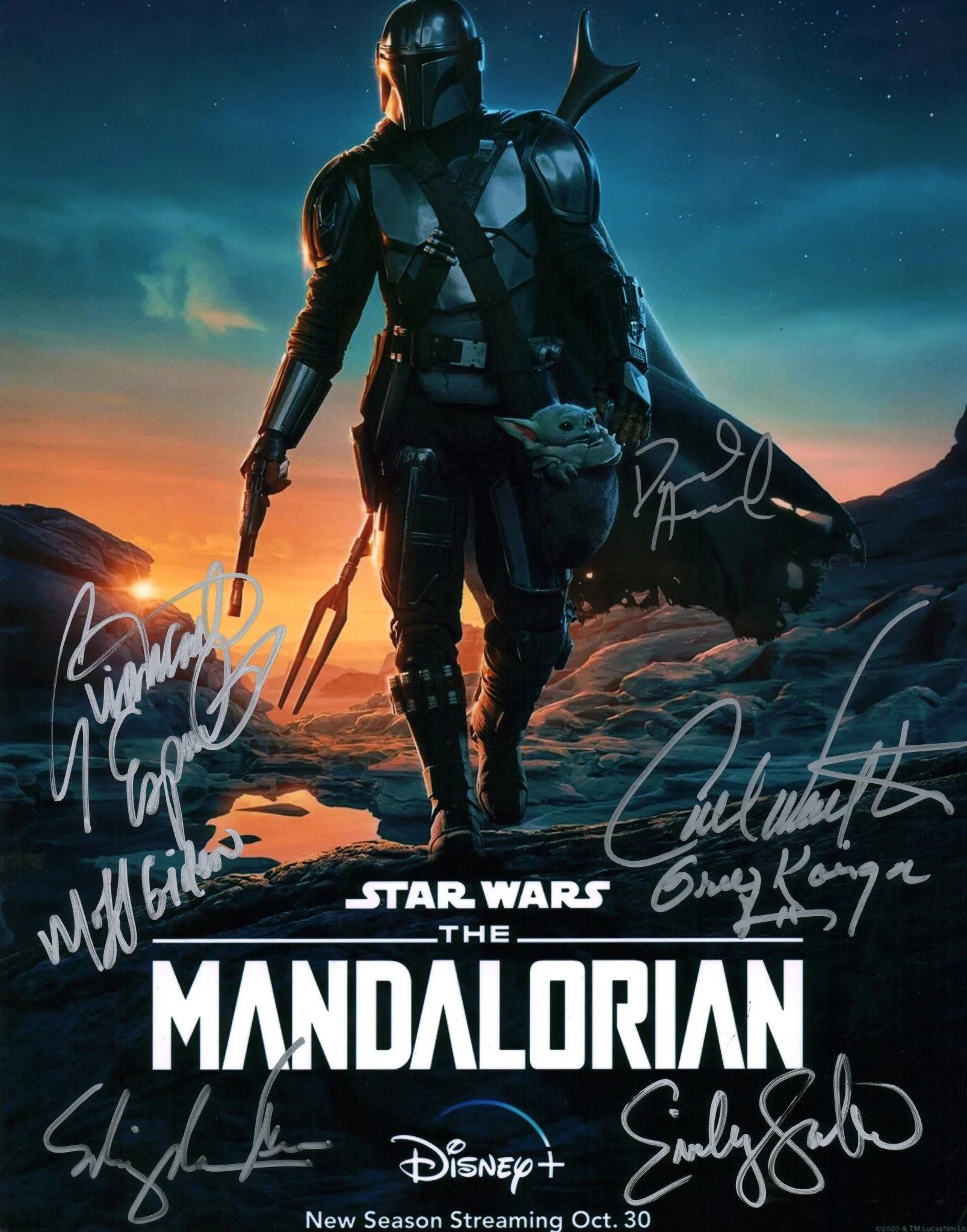 Star Wars: The Mandalorian 11x14 Photo Poster Cast x5 Signed Wen, Acord, Swallow, Esposito, Weathers JSA Certified Autograph