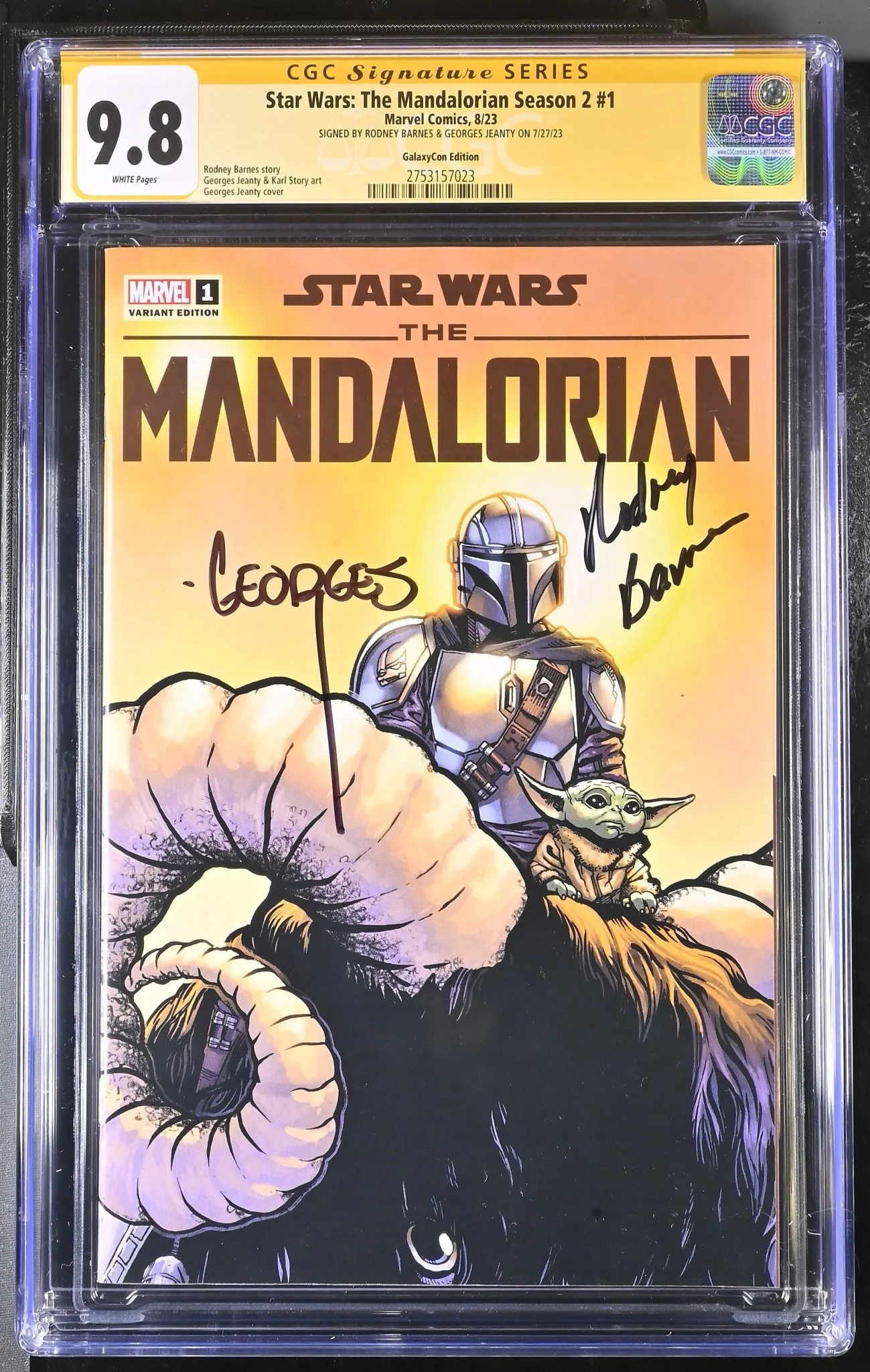 Star Wars: The Mandalorian Season 2 #1 Marvel Comic CGC Signature Series 9.8 Signed Barnes, Jeanty - Image 2