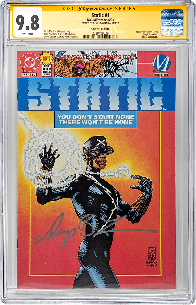 Static #1 Collector's Edition DC/Milestone CGC Signature Series 9.8 Signed Denys Cowan - Image 2