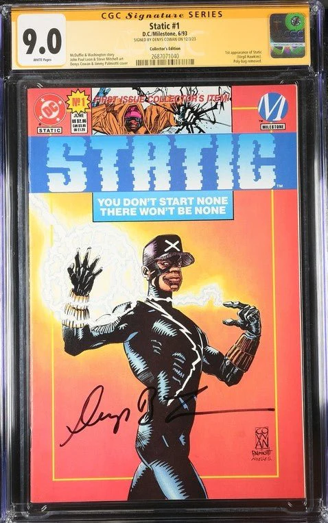 Static #1 Collector's Edition DC/Milestone CGC Signature Series 9.0 Signed Denys Cowan - Image 2