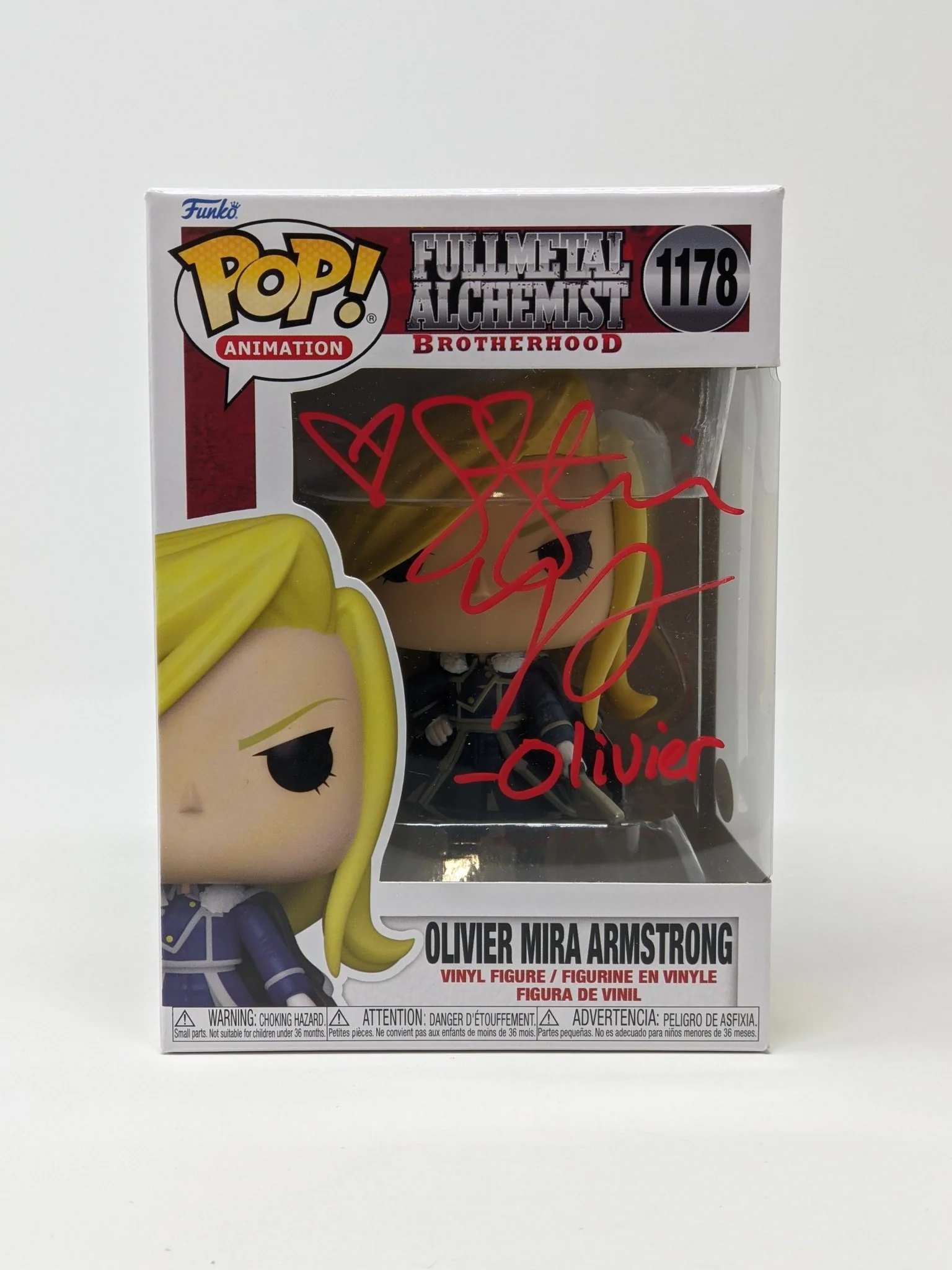 Stephanie Young Fullmetal Alchemist Olivier Mira Armstrong #1178 Signed Funko Pop JSA Certified Autograph - Image 3