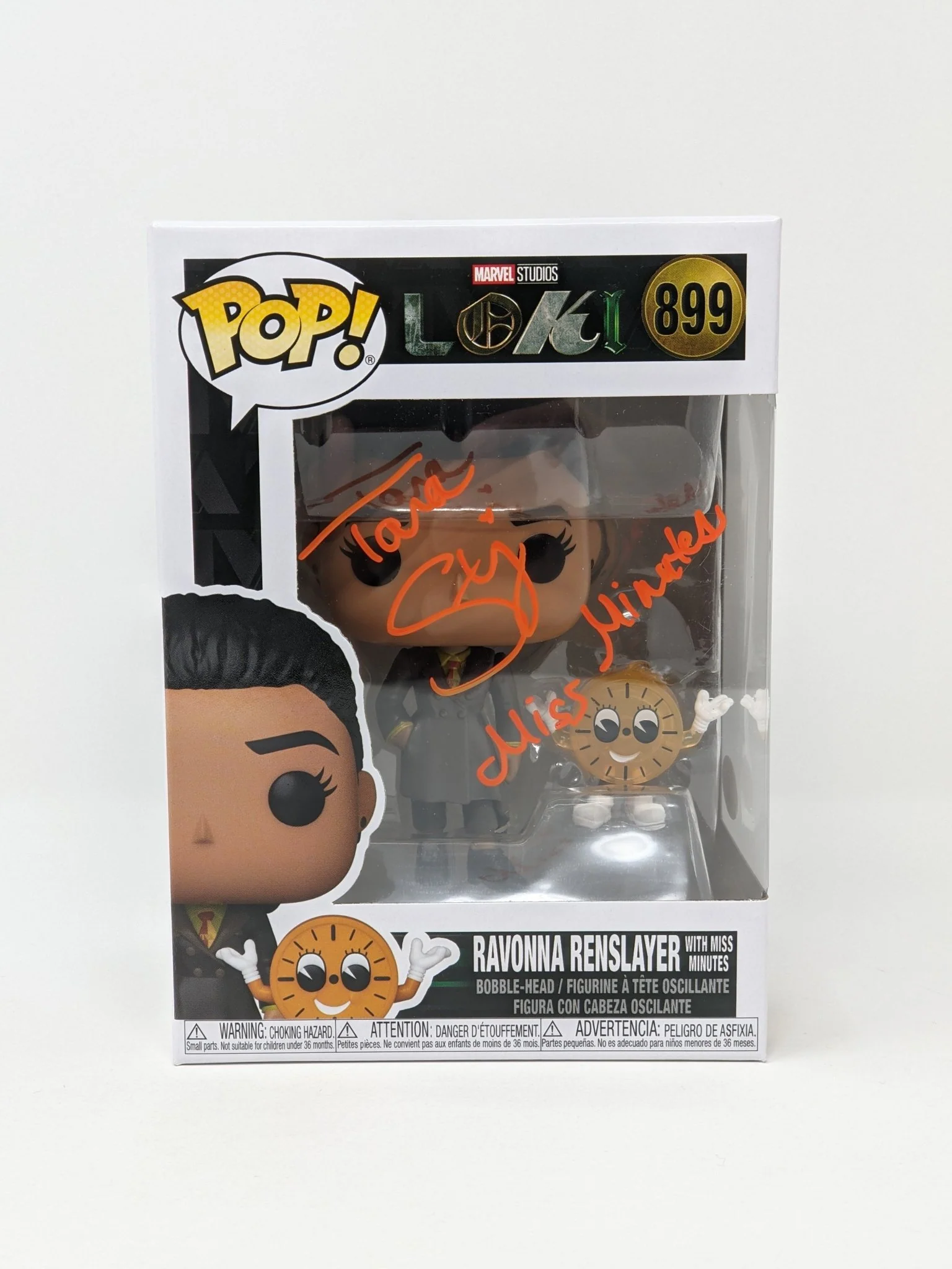 Tara Strong Marvel Loki Ravonna Renslayer with Miss Minutes #899 Signed Funko Pop JSA Certified Autograph - Image 4