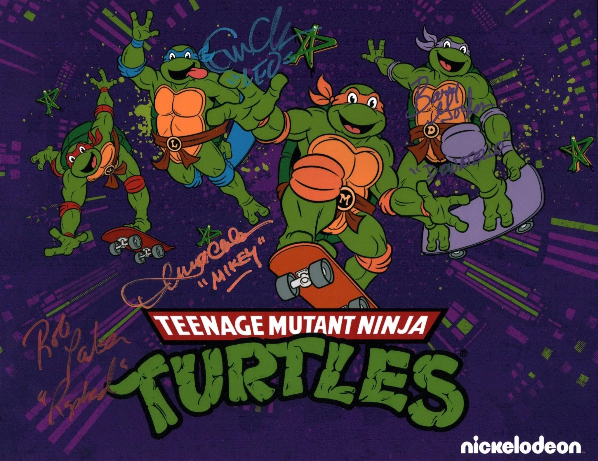 Teenage Mutant Ninja Turtles 11x14 Photo Poster Cast x4 Signed Clarke, Gordon, Coleman, Paulsen JSA Certified Autograph - Image 2