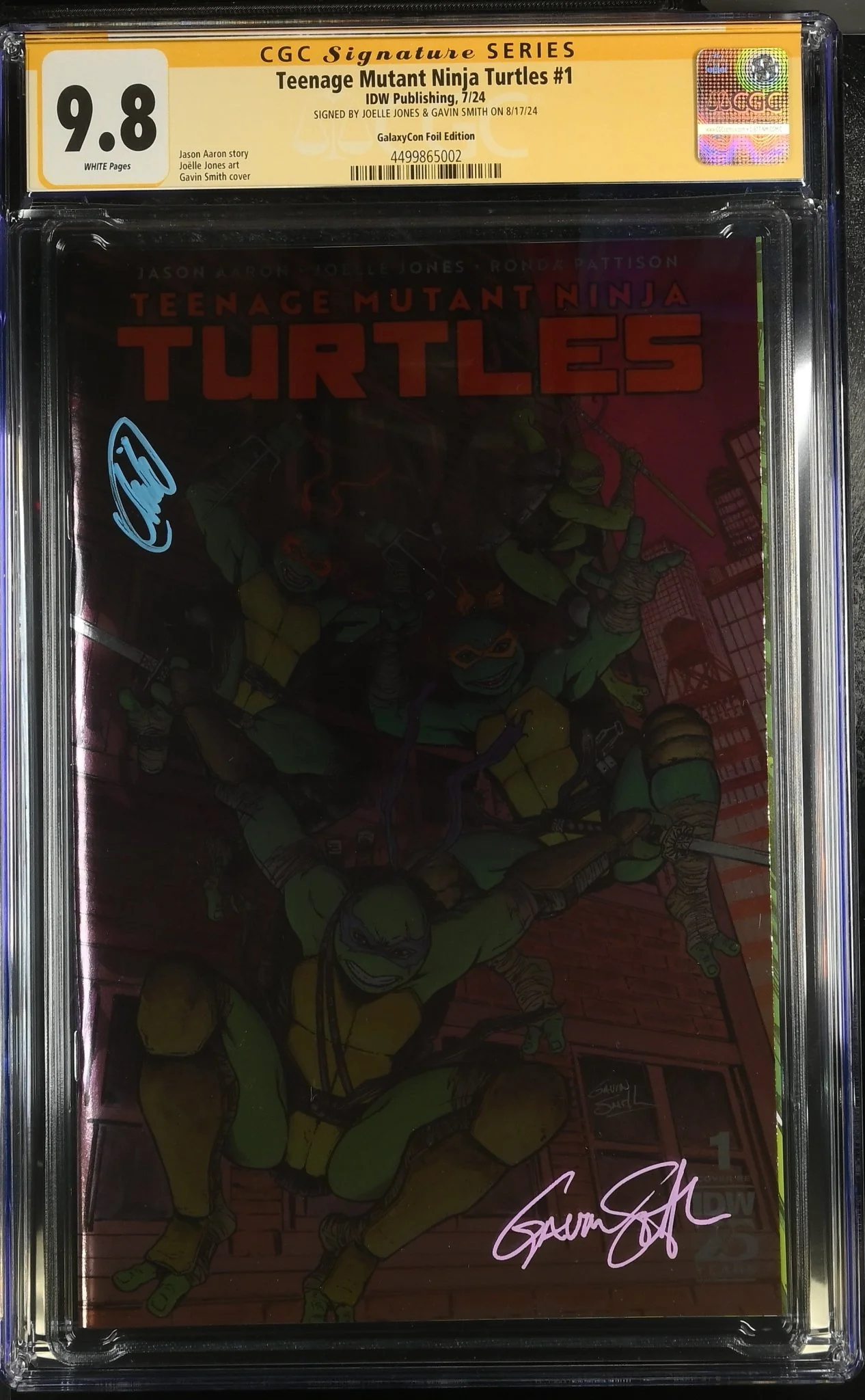 Teenage Mutant Ninja Turtles 2024 #1 Foil Cover B GalaxyCon Exclusive CGC Signature Series 9.8 x2 Joelle Jones, Gavin Smith - Image 3