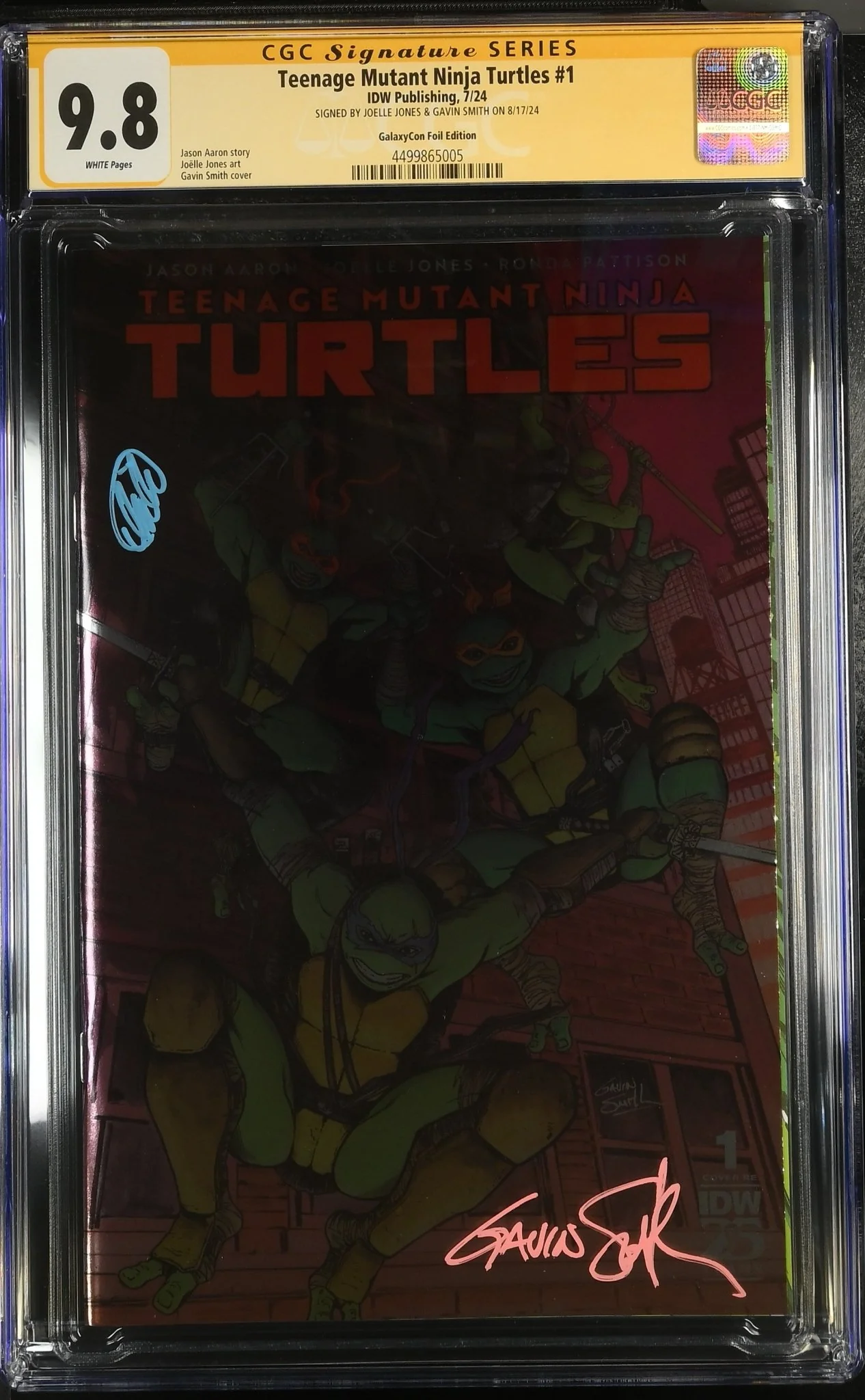 Teenage Mutant Ninja Turtles 2024 #1 Foil Cover B GalaxyCon Exclusive CGC Signature Series 9.8 x2 Joelle Jones, Gavin Smith - Image 6