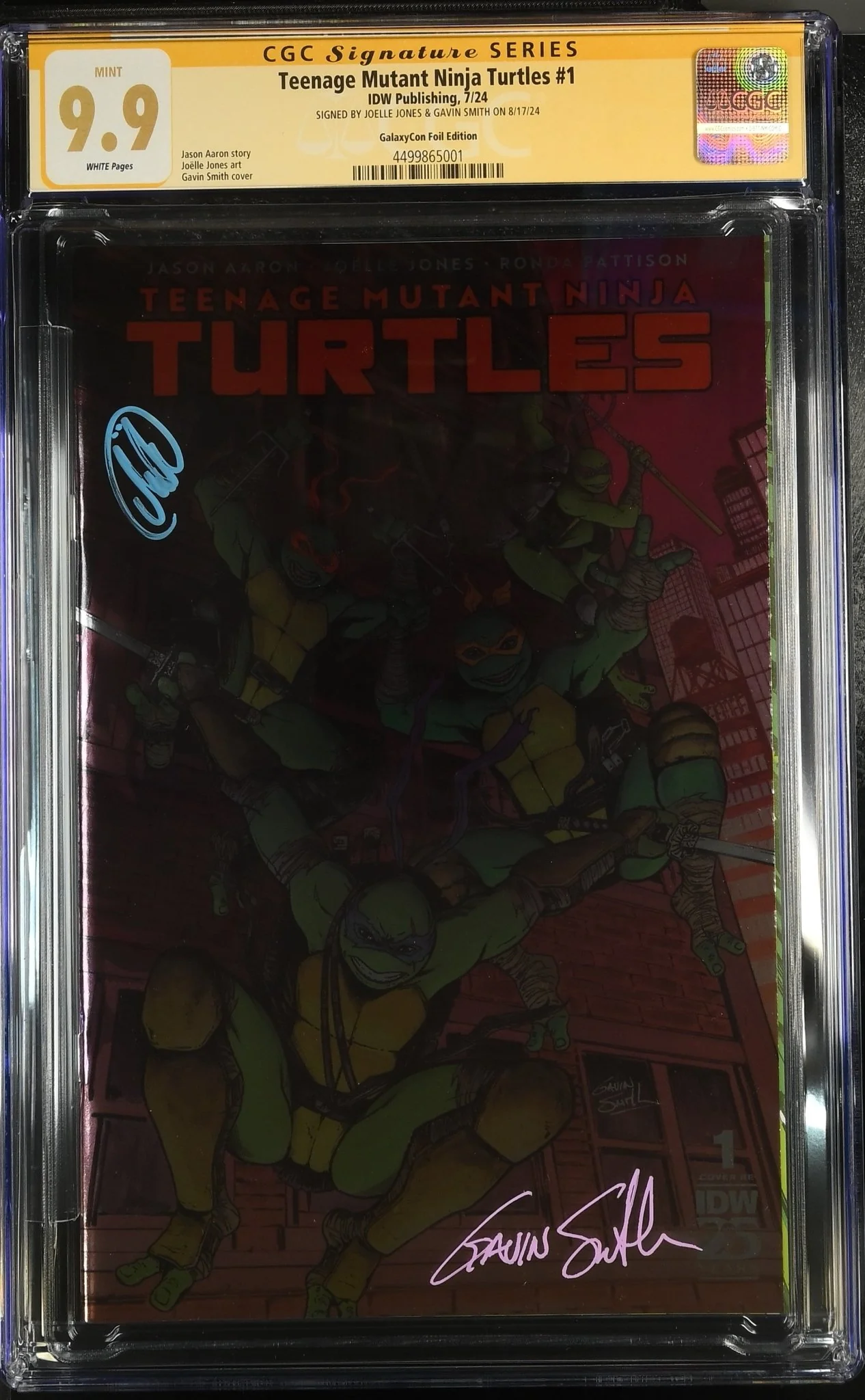 Teenage Mutant Ninja Turtles 2024 #1 Foil Cover B GalaxyCon Exclusive CGC Signature Series 9.8 x2 Joelle Jones, Gavin Smith - Image 7
