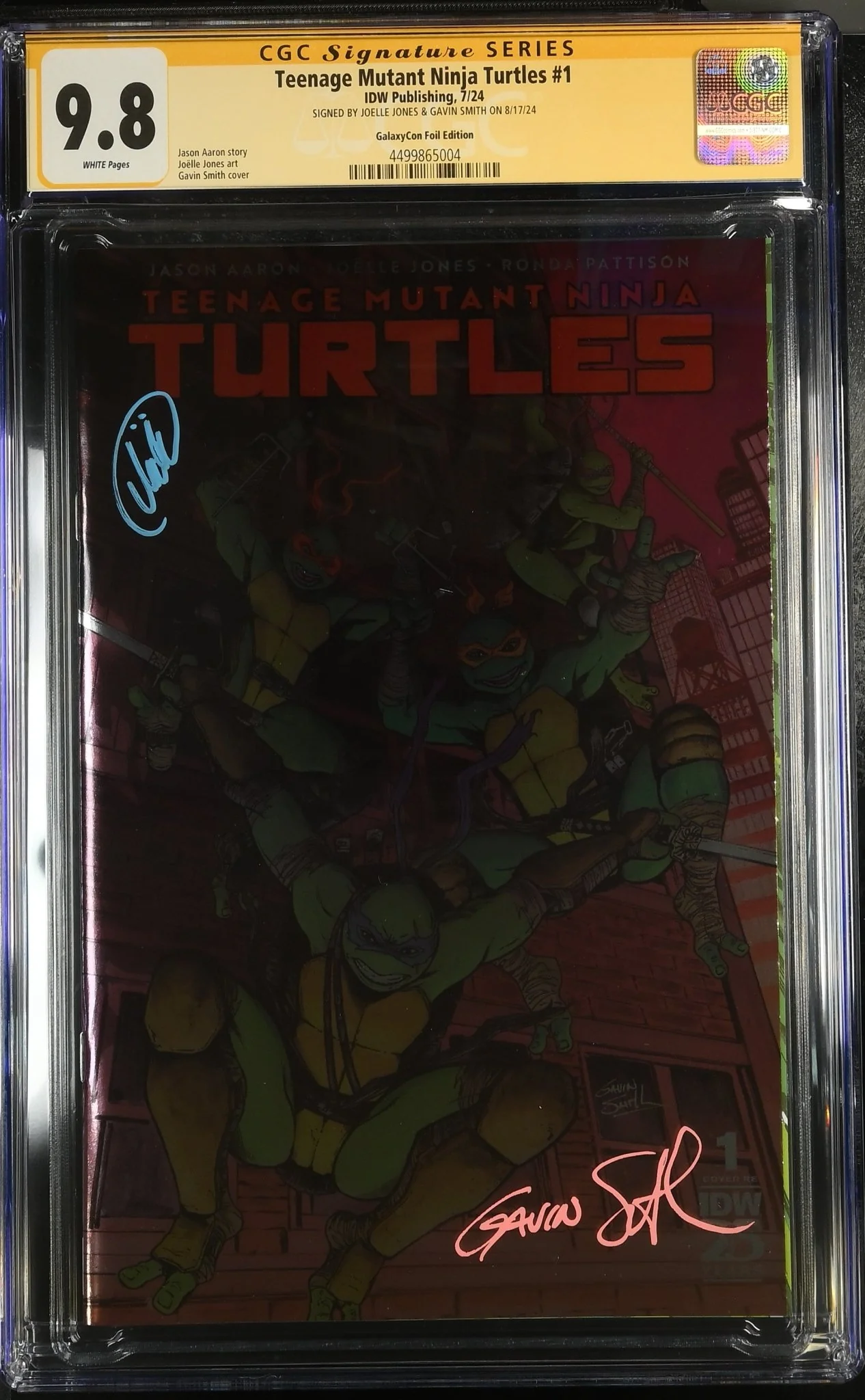 Teenage Mutant Ninja Turtles 2024 #1 Foil Cover B GalaxyCon Exclusive CGC Signature Series 9.8 x2 Joelle Jones, Gavin Smith - Image 8