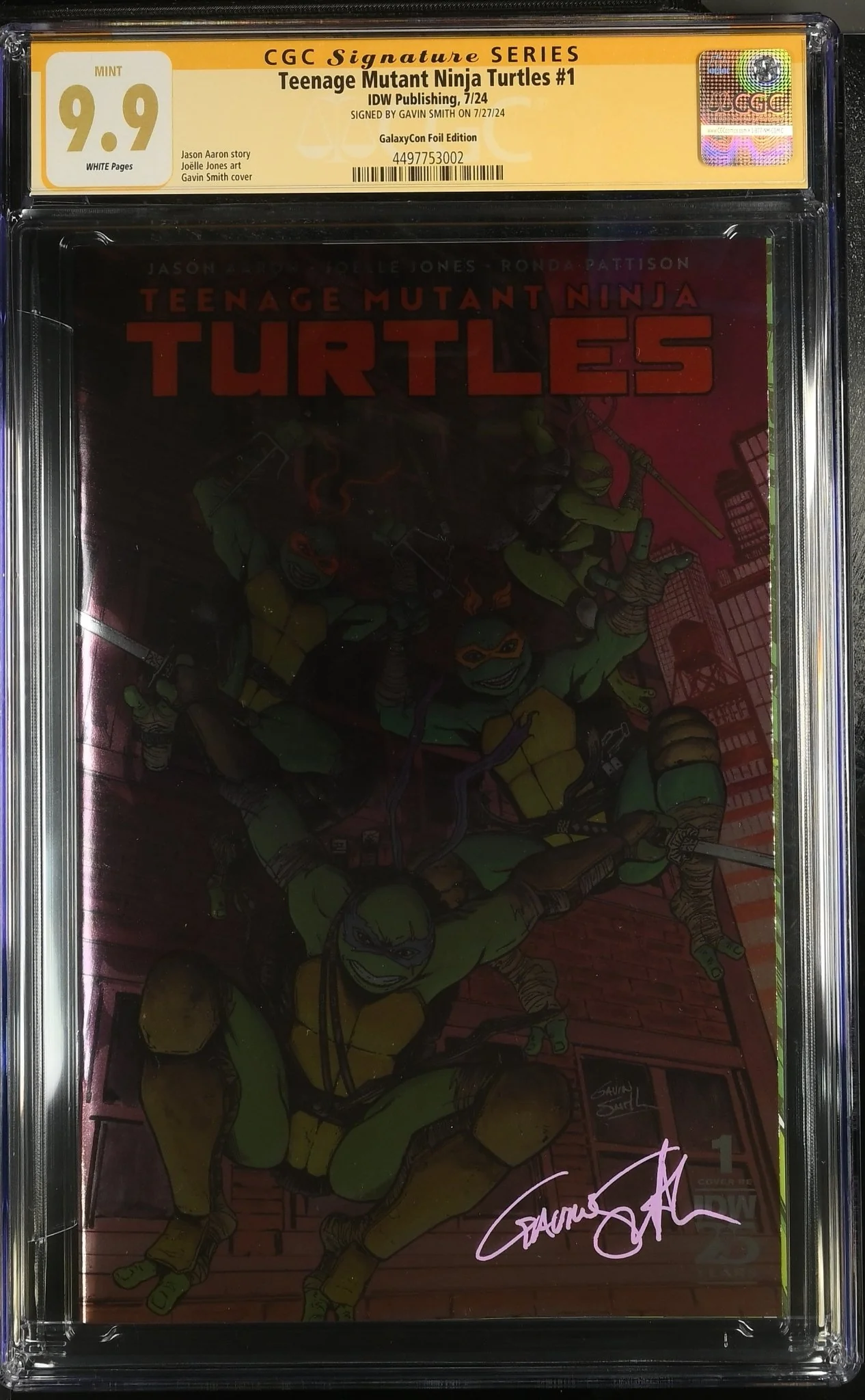 Teenage Mutant Ninja Turtles 2024 #1 Foil Cover B GalaxyCon Exclusive CGC Signature Series 9.9 Signed by Gavin Smith - Image 2