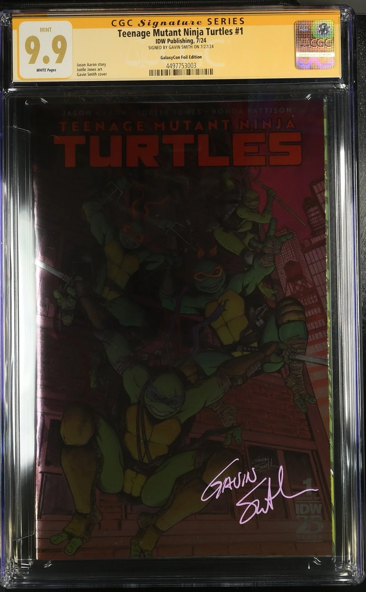 Teenage Mutant Ninja Turtles 2024 #1 Foil Cover B GalaxyCon Exclusive CGC Signature Series 9.9 Signed by Gavin Smith - Image 3