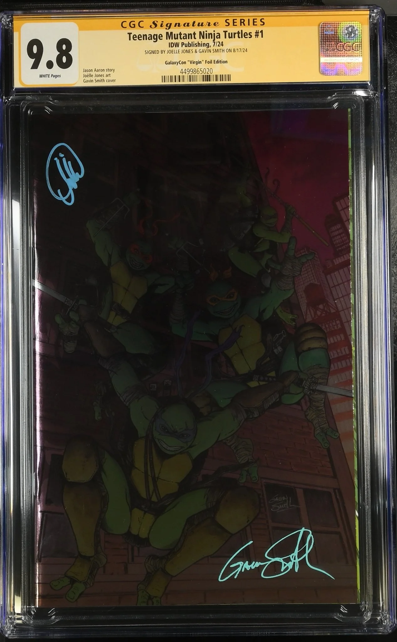 Teenage Mutant Ninja Turtles 2024 #1 Foil Virgin Cover B GalaxyCon Exclusive CGC Signature Series 9.8 x2 Joelle Jones, Gavin Smith - Image 2