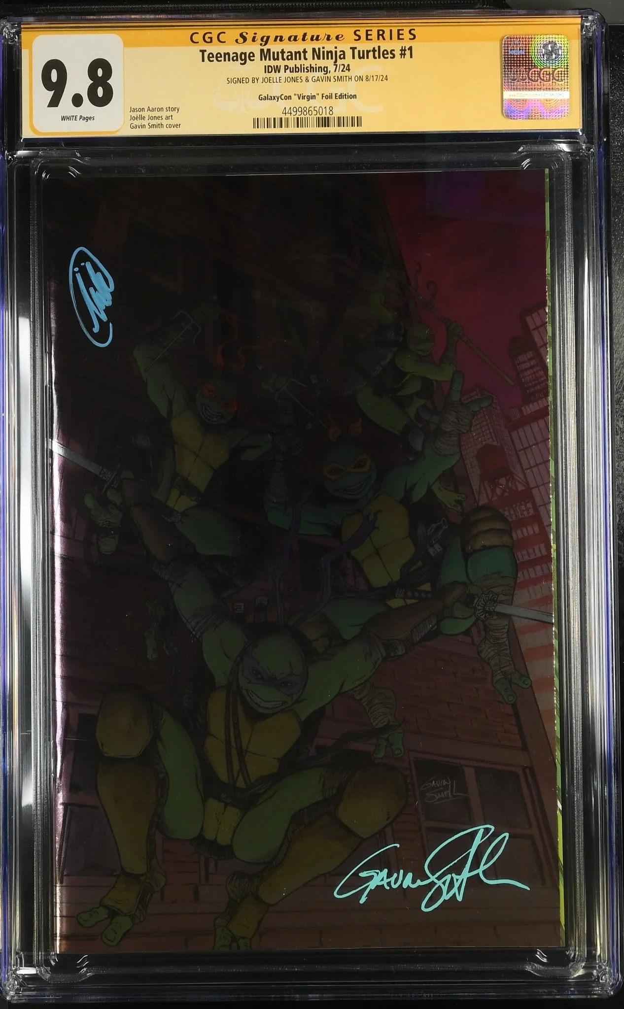 Teenage Mutant Ninja Turtles 2024 #1 Foil Virgin Cover B GalaxyCon Exclusive CGC Signature Series 9.8 x2 Joelle Jones, Gavin Smith - Image 3
