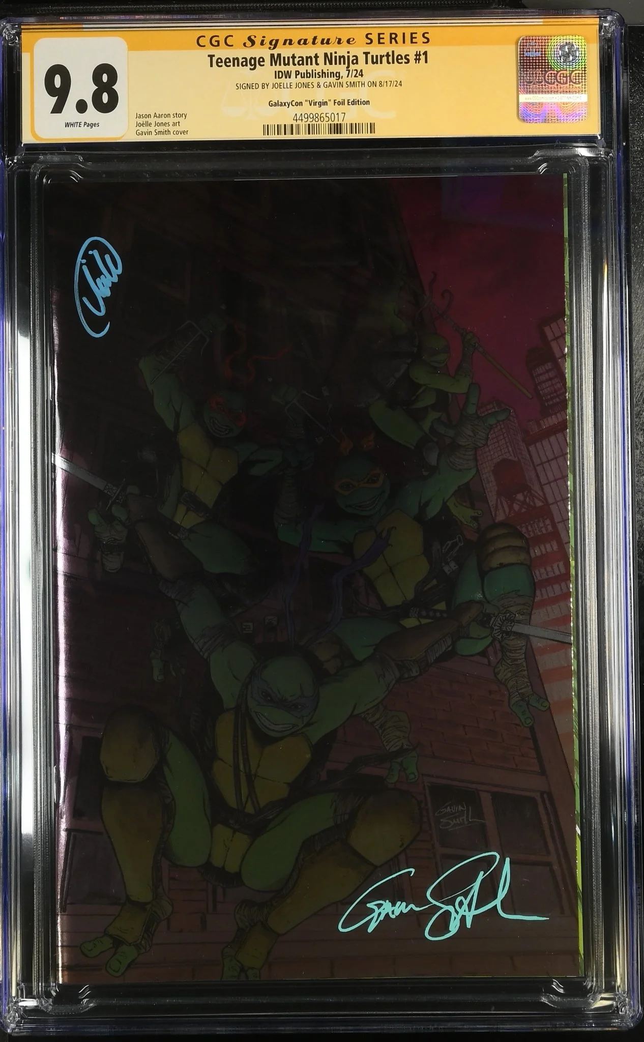 Teenage Mutant Ninja Turtles 2024 #1 Foil Virgin Cover B GalaxyCon Exclusive CGC Signature Series 9.8 x2 Joelle Jones, Gavin Smith - Image 4