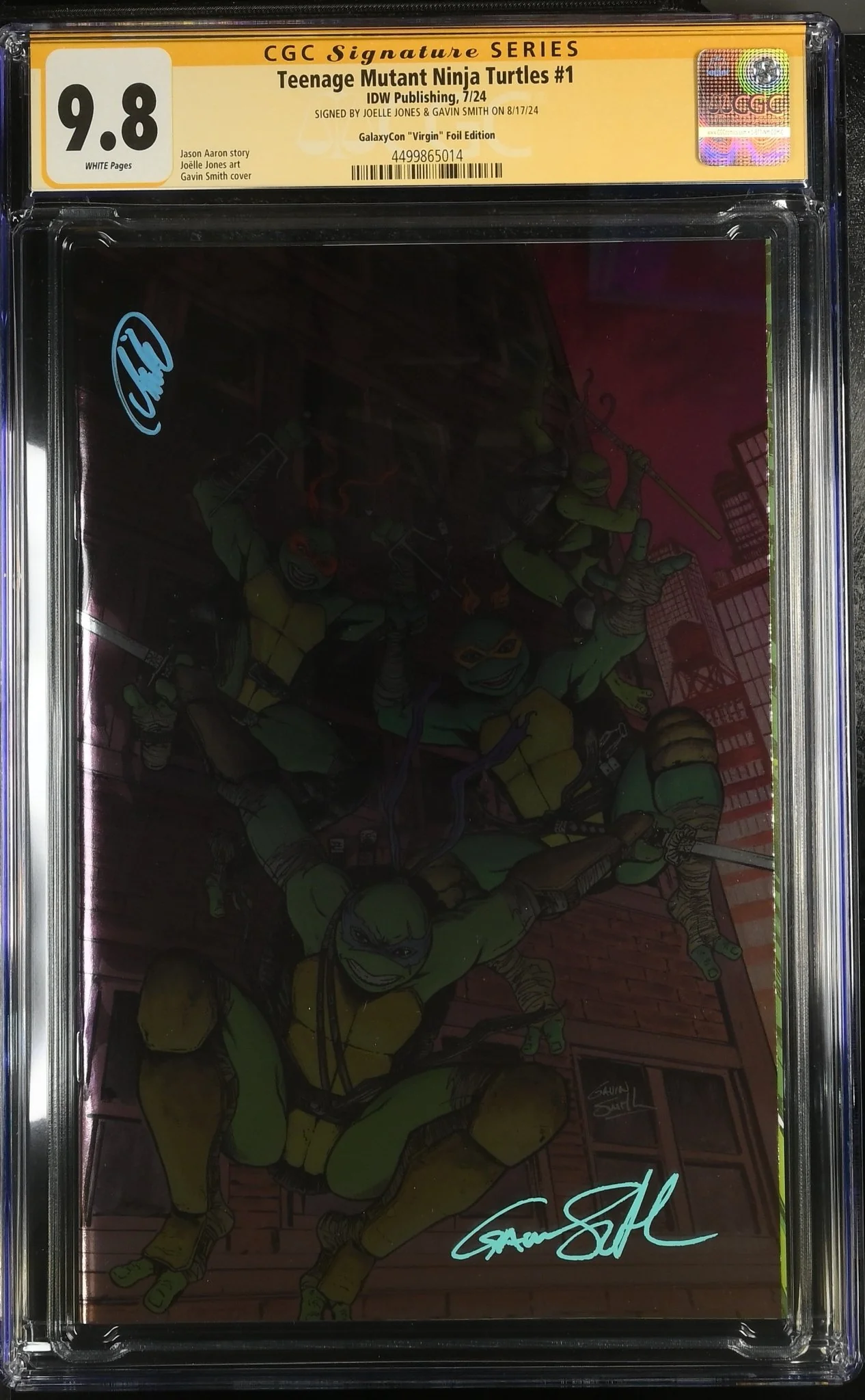 Teenage Mutant Ninja Turtles 2024 #1 Foil Virgin Cover B GalaxyCon Exclusive CGC Signature Series 9.8 x2 Joelle Jones, Gavin Smith - Image 5