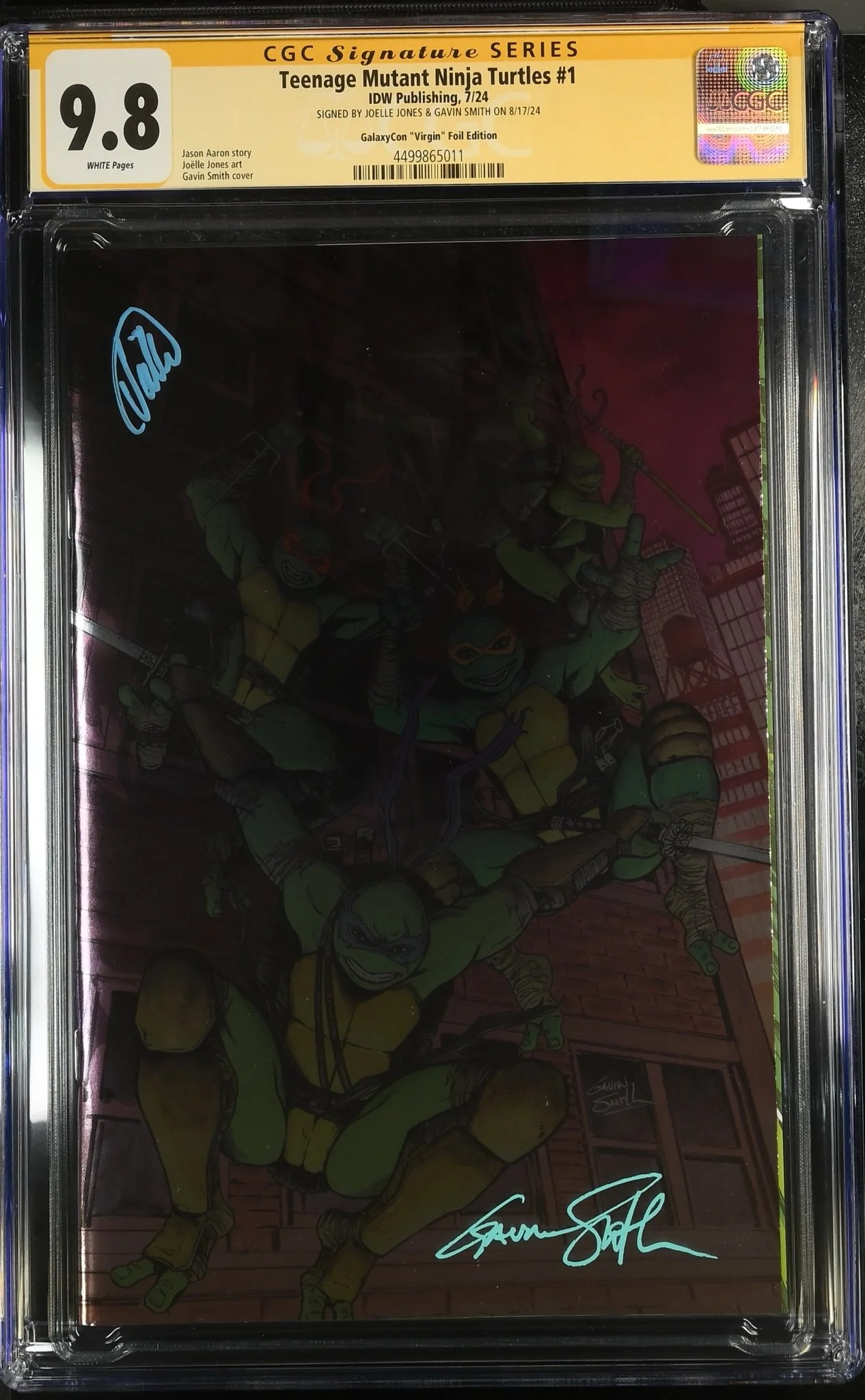 Teenage Mutant Ninja Turtles 2024 #1 Foil Virgin Cover B GalaxyCon Exclusive CGC Signature Series 9.8 x2 Joelle Jones, Gavin Smith - Image 6
