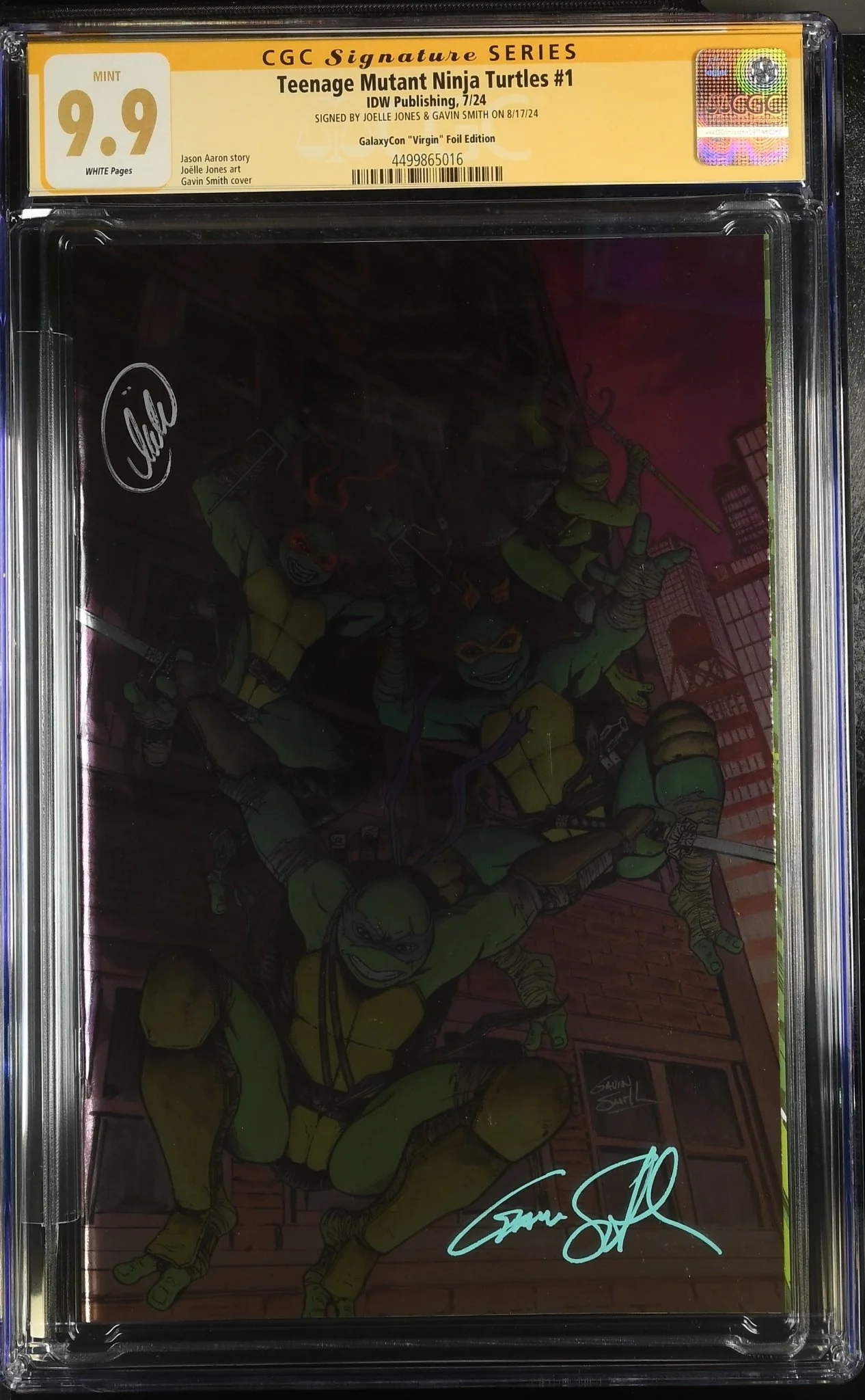Teenage Mutant Ninja Turtles 2024 #1 Foil Virgin GalaxyCon Exclusive CGC Signature Series 9.9 Signed by Joelle Jones, Gavin Smith - Image 4