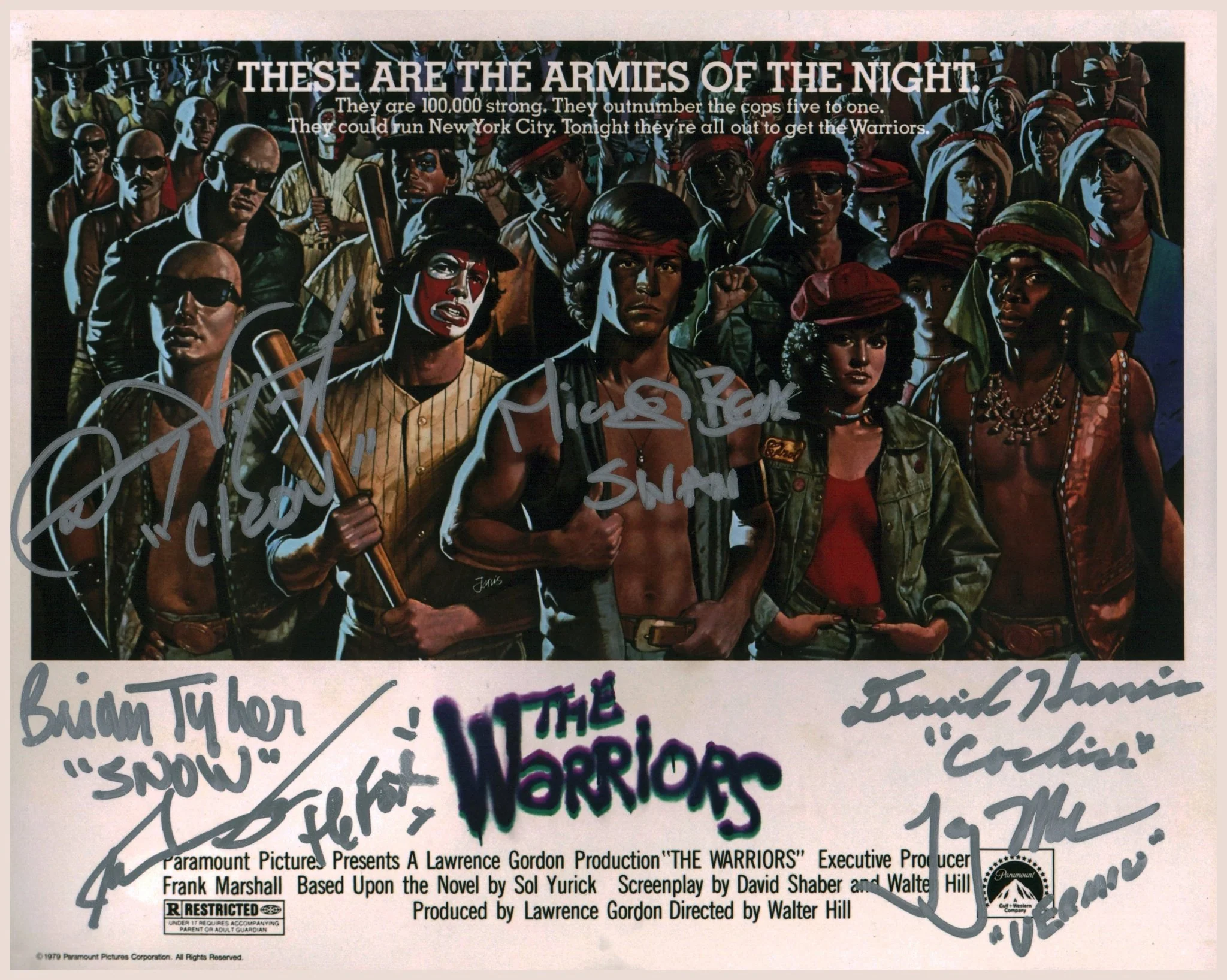 The Warriors 8x10 Cast x6 Signed Photo Tyler, Harris, Wright, Beck, Waites, Michos JSA Certified Autograph - Image 2