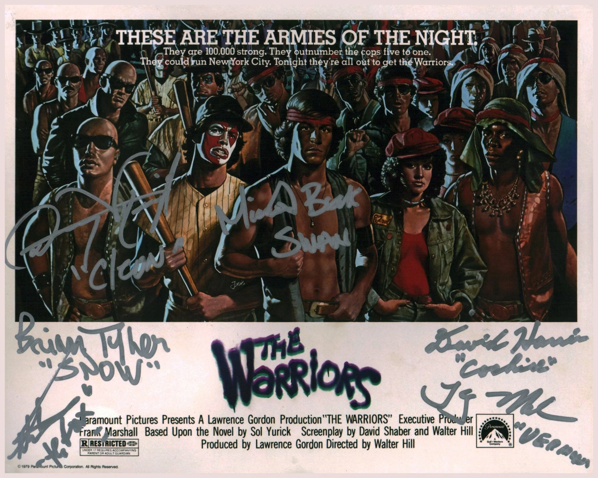 The Warriors 8x10 Cast x6 Signed Photo Tyler, Harris, Wright, Beck, Waites, Michos JSA Certified Autograph - Image 3