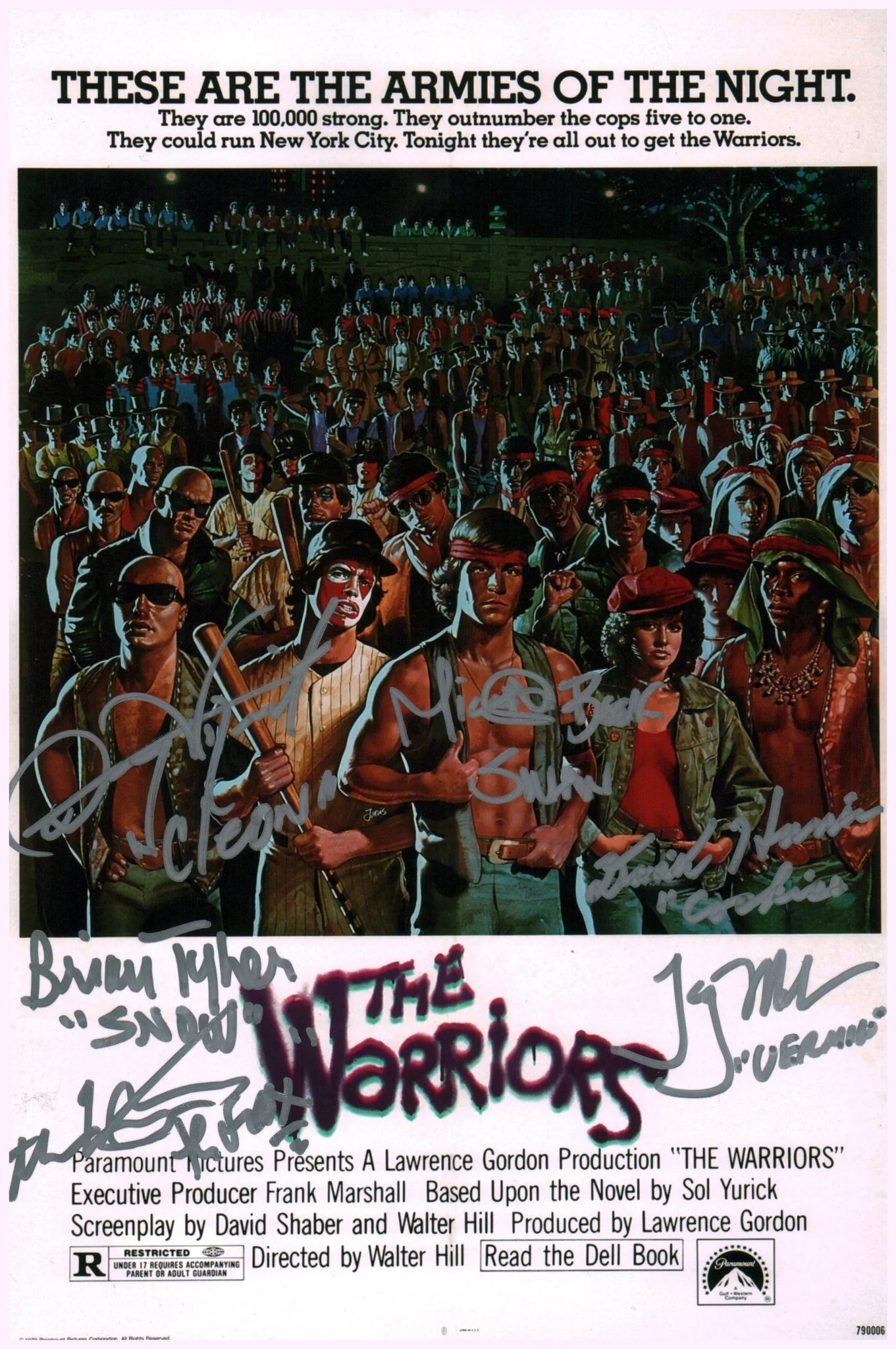 The Warriors 8x12 Cast x6 Signed Photo Tyler, Harris, Wright, Beck, Waites, Michos JSA Certified Autograph