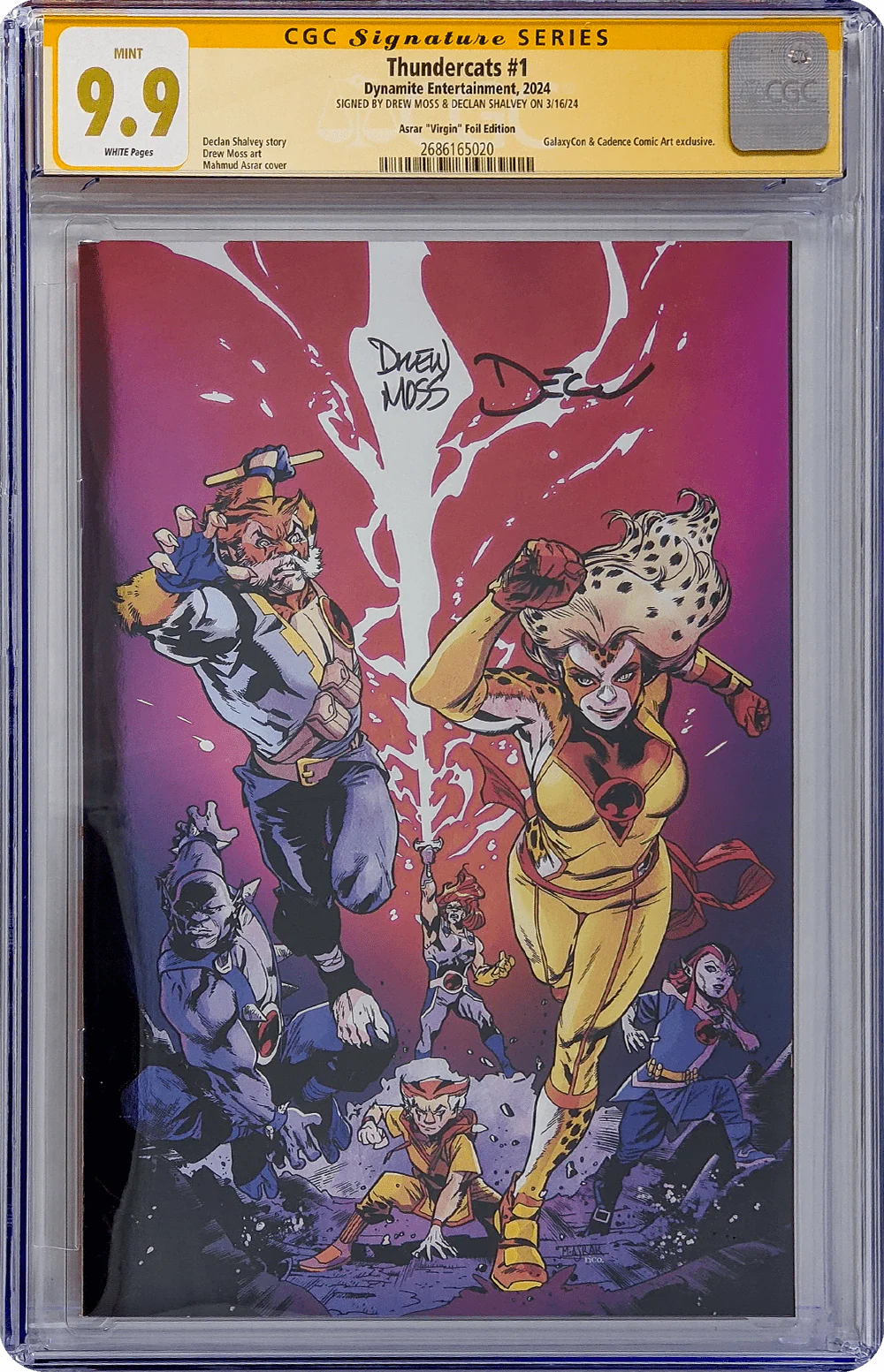 Thundercats #1 Galaxycon Exclusive Asar Virgin Foil Edition Dynamite Comics CGC Signature Series 9.9 MINT x2 Signed Moss, Shalvey - Image 2