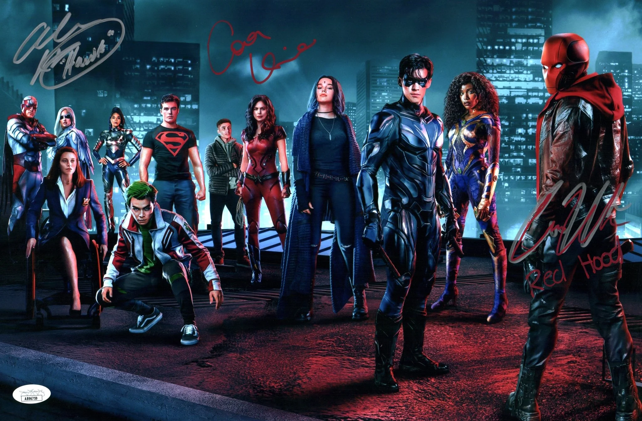 Titans 11x17 Photo Poster Cast x3 Signed Walters Ritchson Leslie JSA Certified Autograph - Image 2