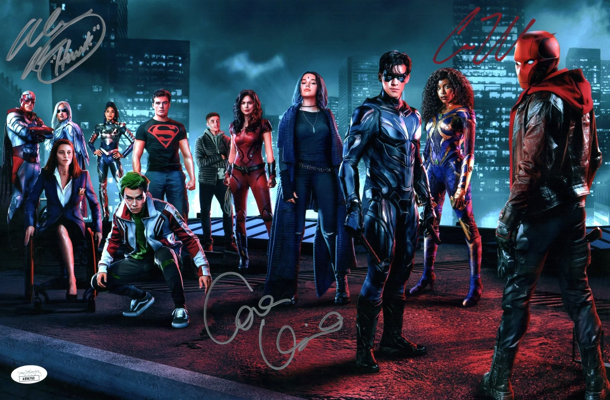 Titans 11x17 Photo Poster Cast x3 Signed Walters Ritchson Leslie JSA Certified Autograph - Image 3