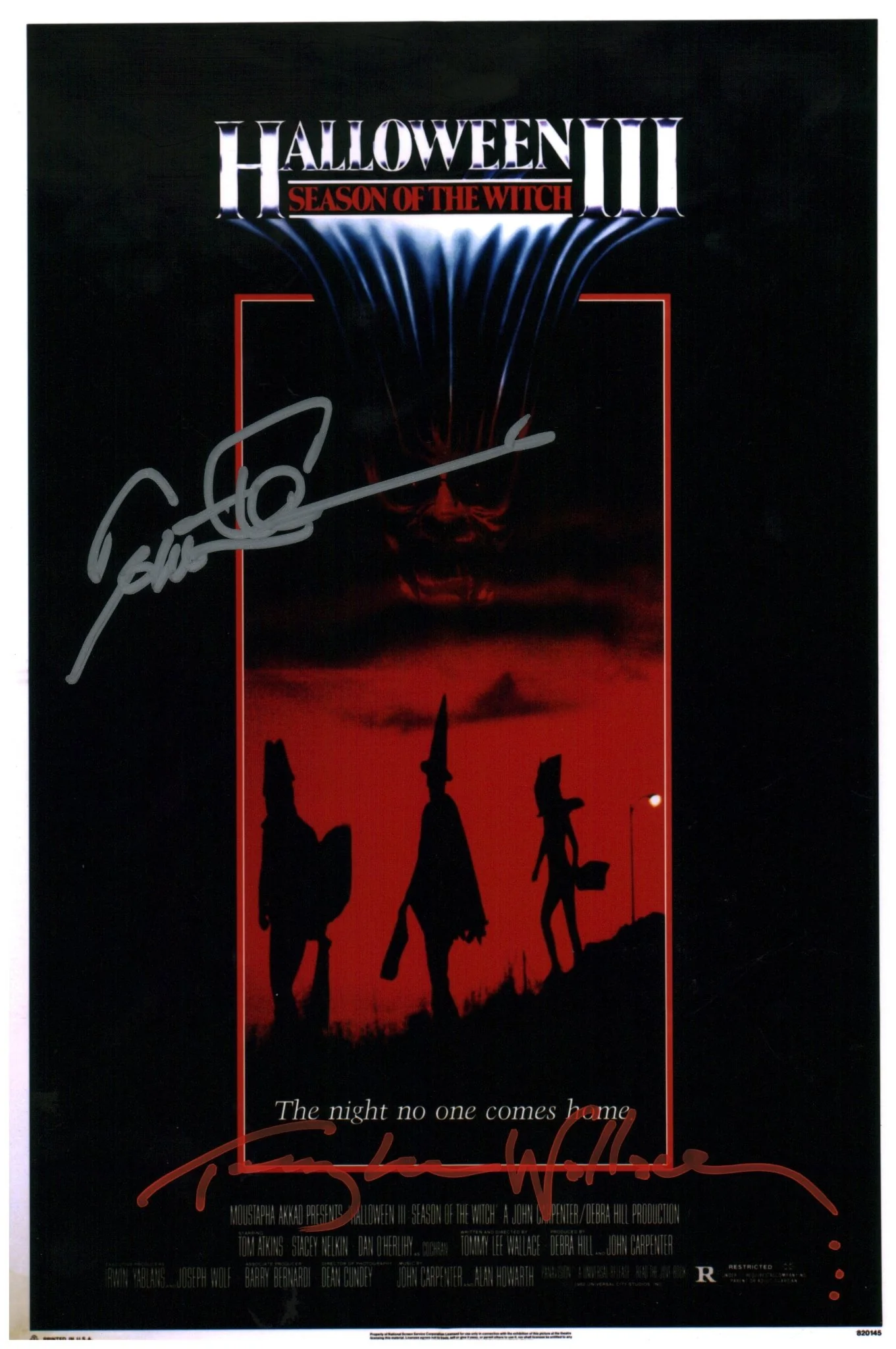 Halloween III 11x17 Cast x2 Signed Photo Atkins, Wallace JSA Certified Autograph