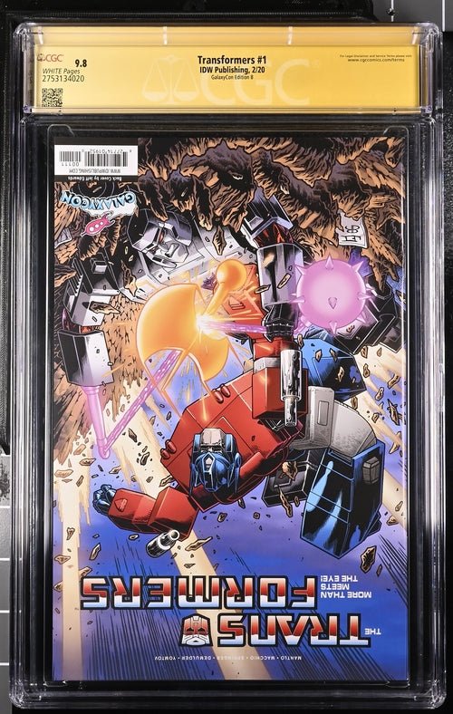 Transformers #1 GalaxyCon Exclusive Cover B IDW CGC Signature Series 9.8 Signed Cullen, Welker - Image 3