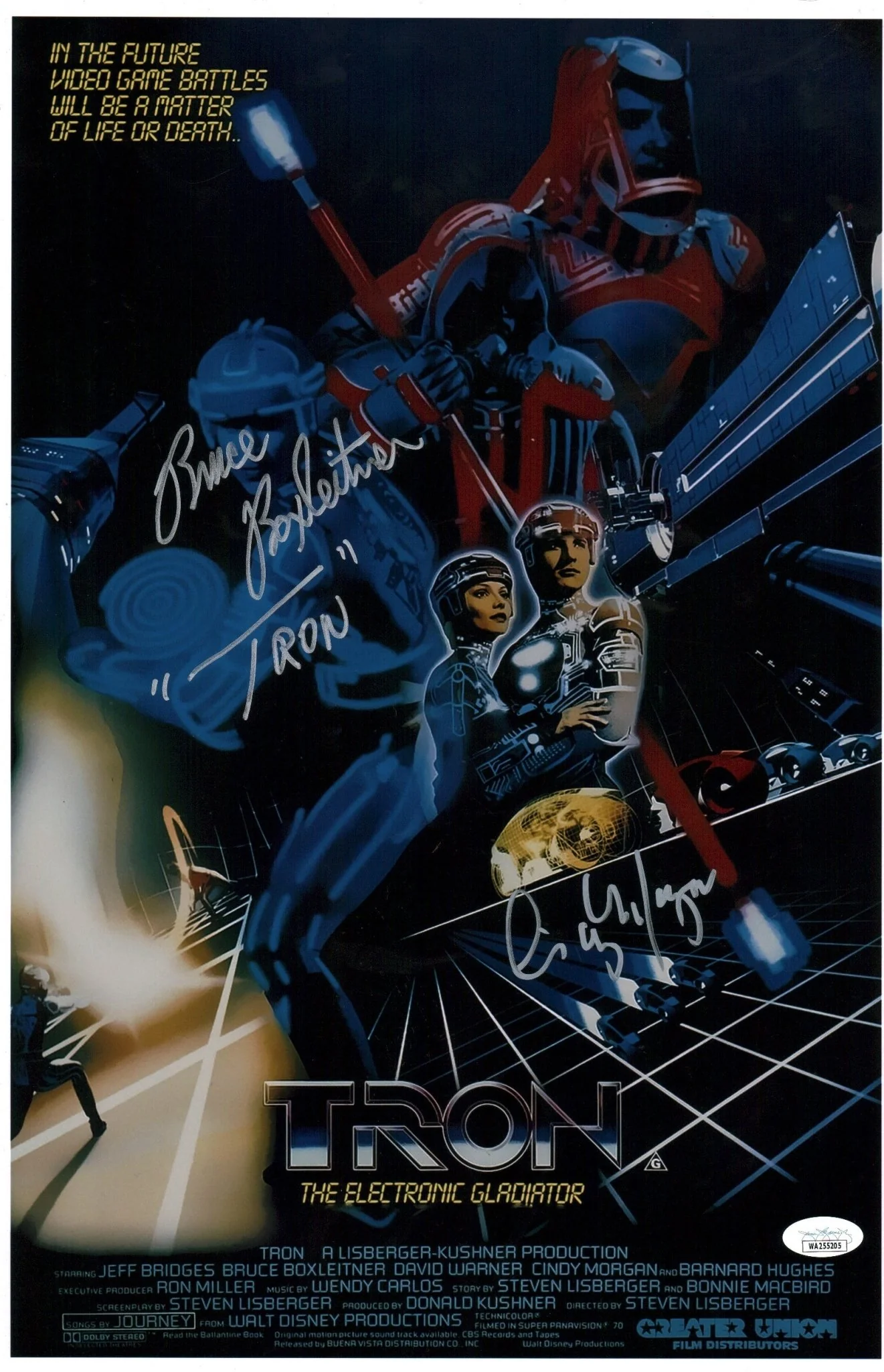 TRON 11x17 Cast x2 Photo Poster Signed Boxleitner Morgan JSA Certified Autograph - Image 2