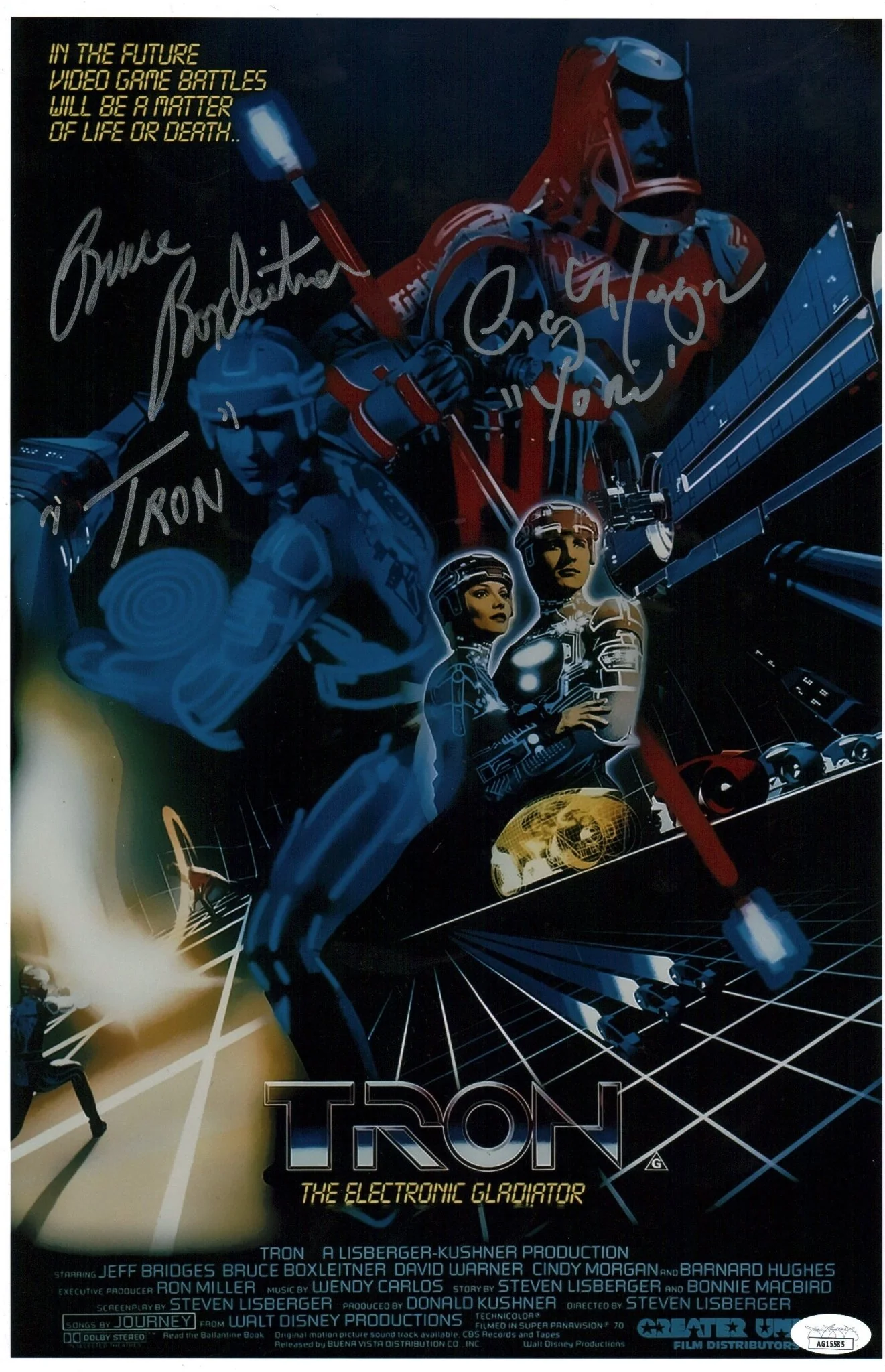 TRON 11x17 Cast x2 Photo Poster Signed Boxleitner Morgan JSA Certified Autograph - Image 3