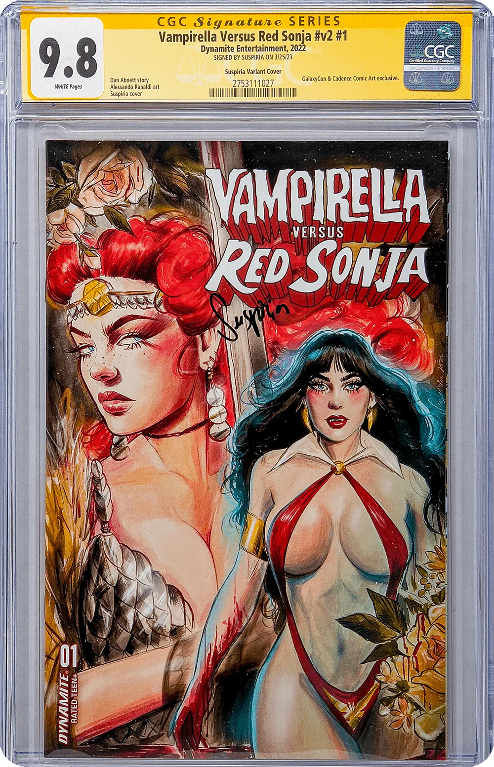 Vampirella Vs. Red Sonja #v2 #1 GalaxyCon Variant CGC Signature Series 9.8 Signed Suspiria - Image 2