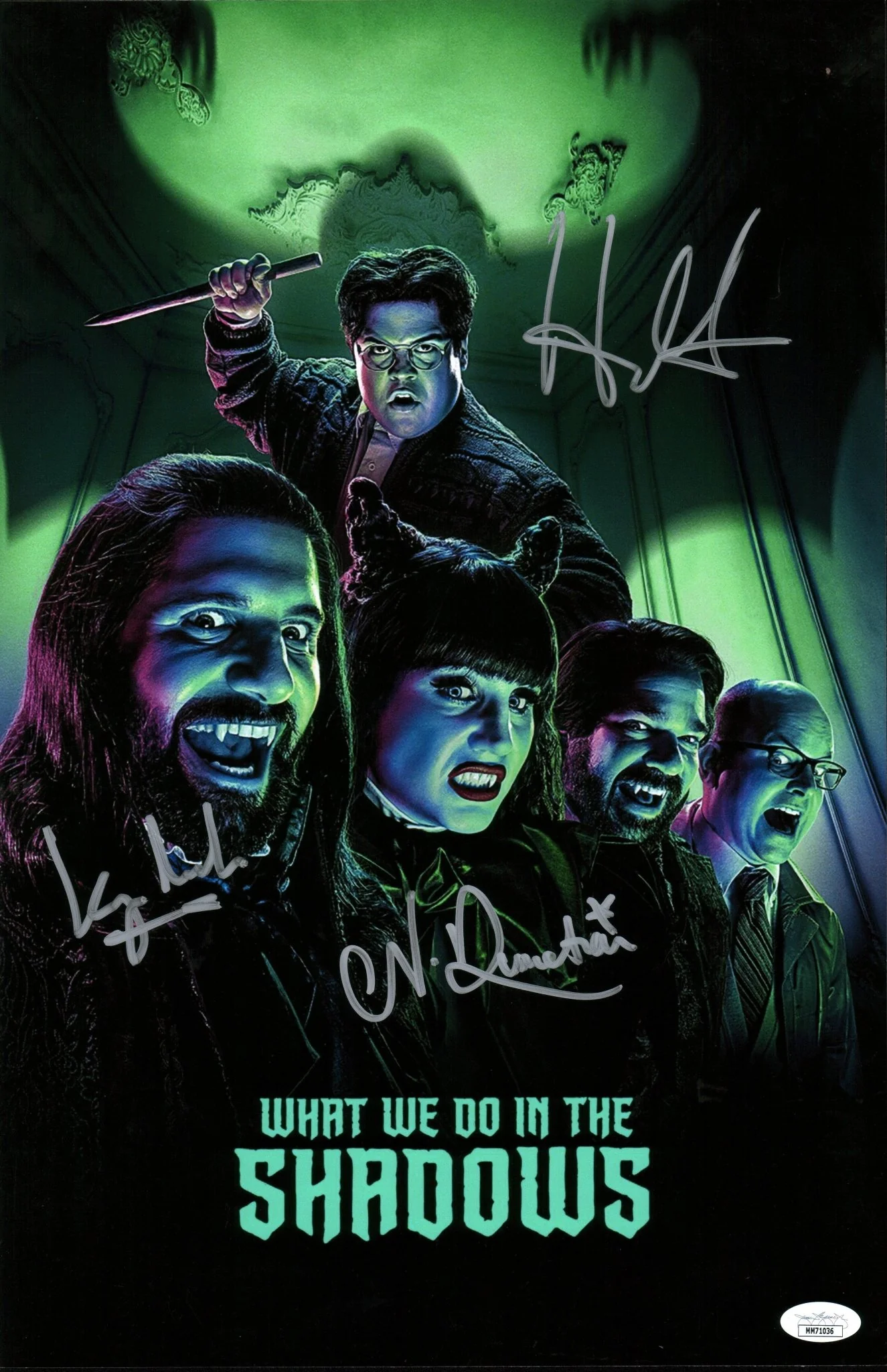 What We Do in the Shadows 11x17 Photo Poster Cast x3 Signed Guillen, Demetriou, Novak JSA Certified Autograph - Image 3