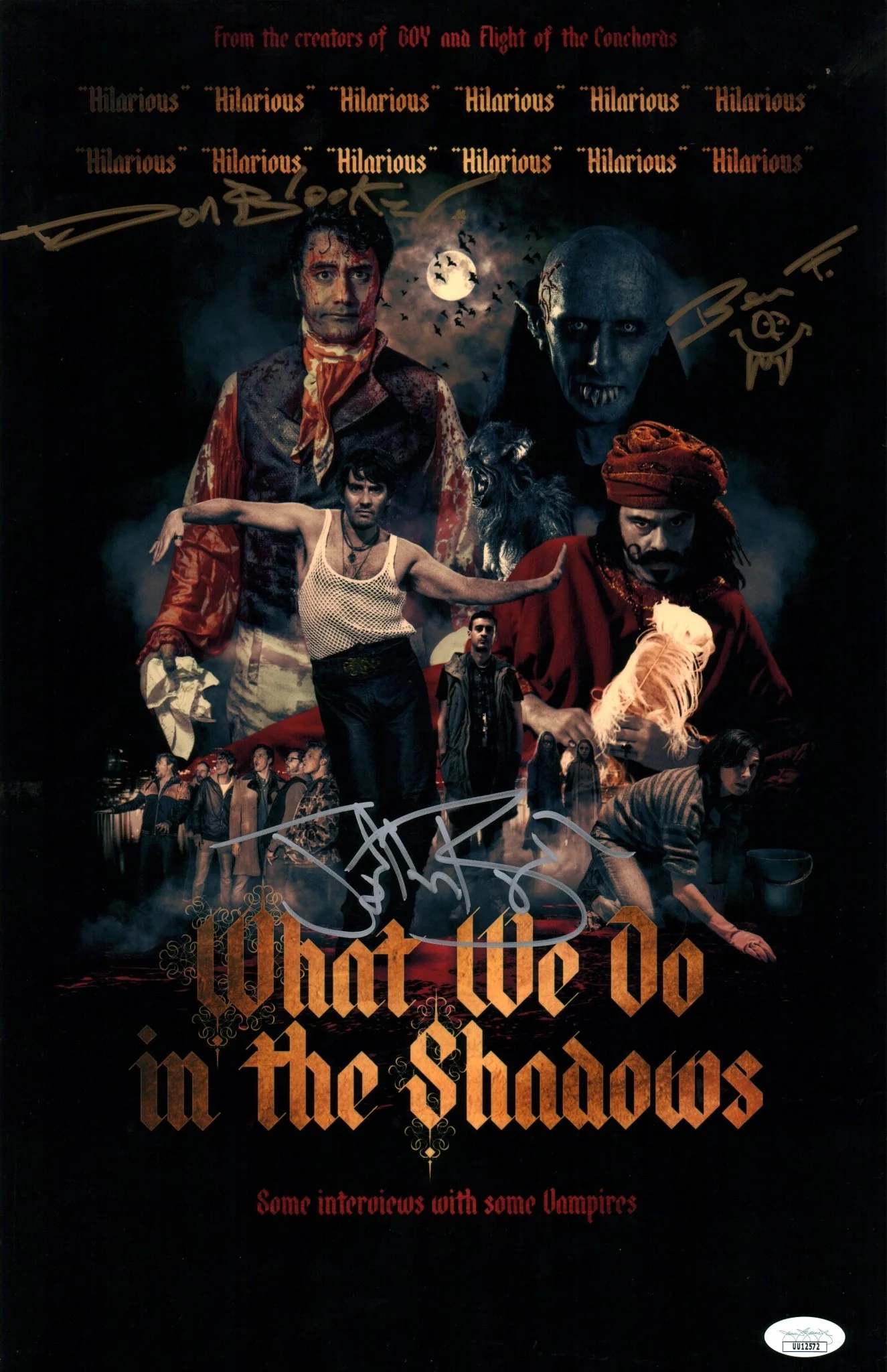 What We Do in the Shadows 11x17 Photo Poster Cast x3 Brooker, Brugh, Fransham Signed JSA Certified Autograph - Image 2