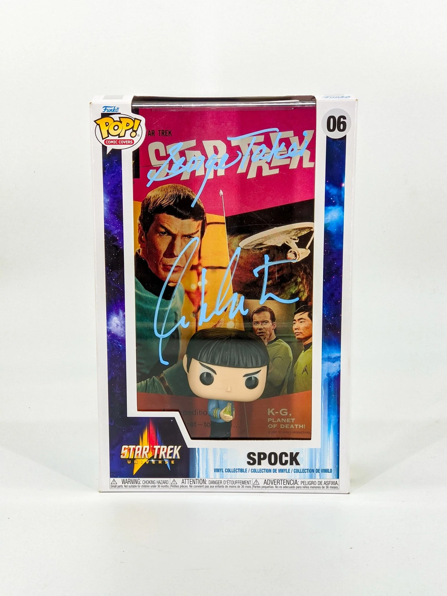 William Shatner & George Takei Star Trek Spock #06 Signed Comic Cover Funko Pop JSA Certified Autograph - Image 2