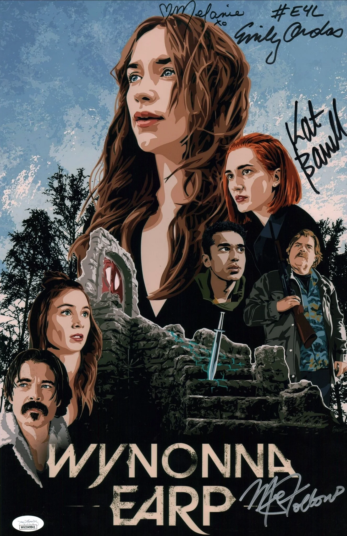 Wynonna Earp 11x17 Photo Poster Cast x4  Signed Andras Follows Scrofano Barrell JSA Certified Autograph - Image 2